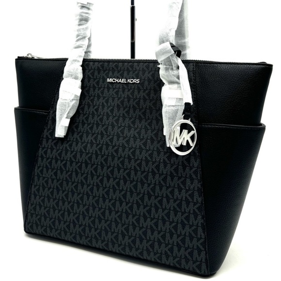 Michael Kors Large Charlotte TZ Tote Bag Black Signature - Picture 3 of 10
